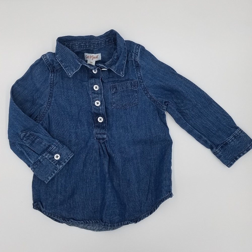 Cat & Jack Denim Long Sleeve Shirt 18m